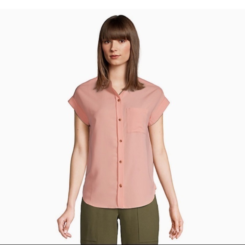 Lands’ End Dolman Sleeve Peach Button Down Top Size Medium